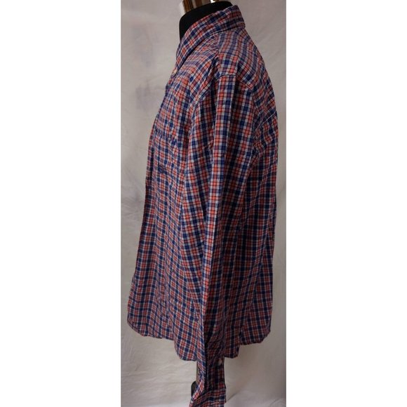 Chaps Easy Care EST 1978 Mens XXL Red Blue Plaid Long Sleeve Button Up Shirt - Picture 6 of 12